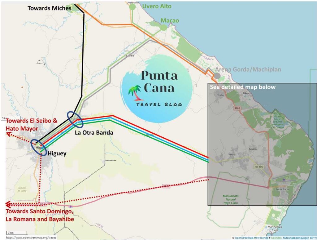 The public transportation map for Punta Cana 2026