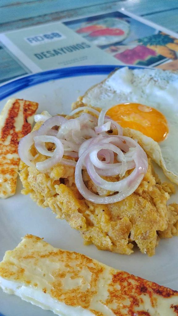 Typical Dominican breakfast in Punta Cana - Mangu, Cheese and Egg