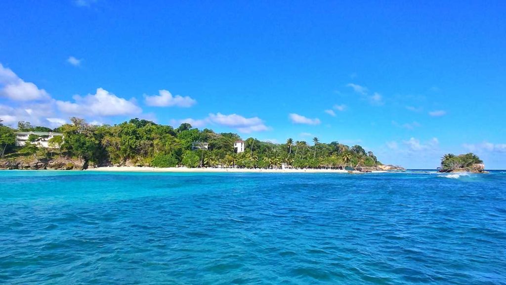 The island Cayo Levantado in the bay of Samana, also called Bacardi Island