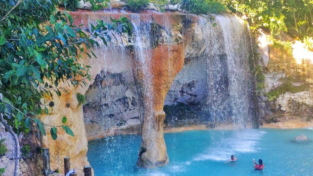 The artificial waterfalls Saltos Azules at Scape Park Cap Cana