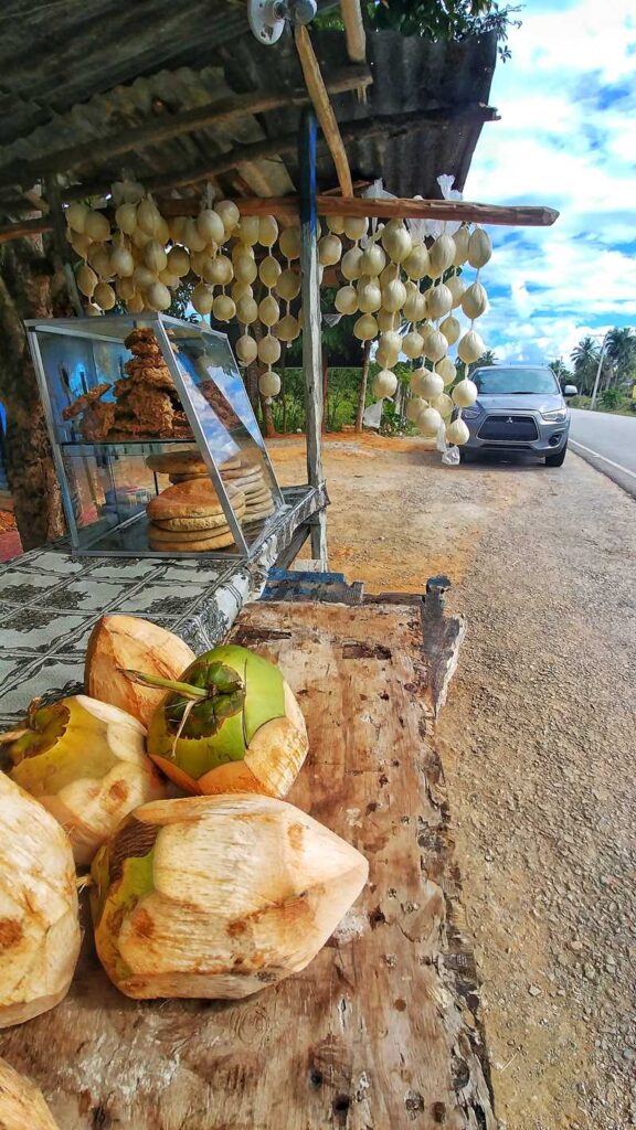 A road-trip through Samaná with a lot of local delicacies, among them coconut and cheese