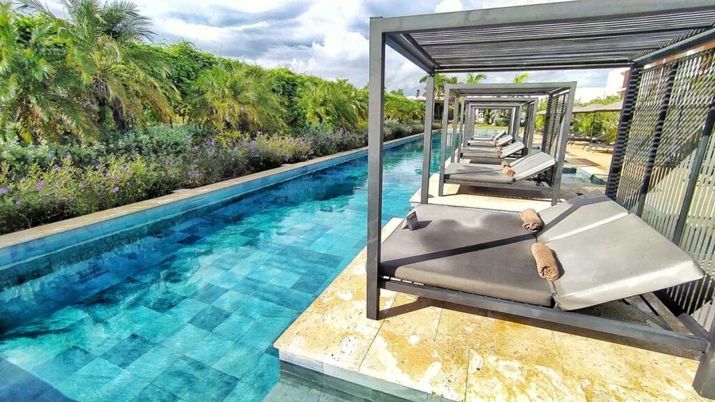 Live Aqua Punta Cana pool and bali beds