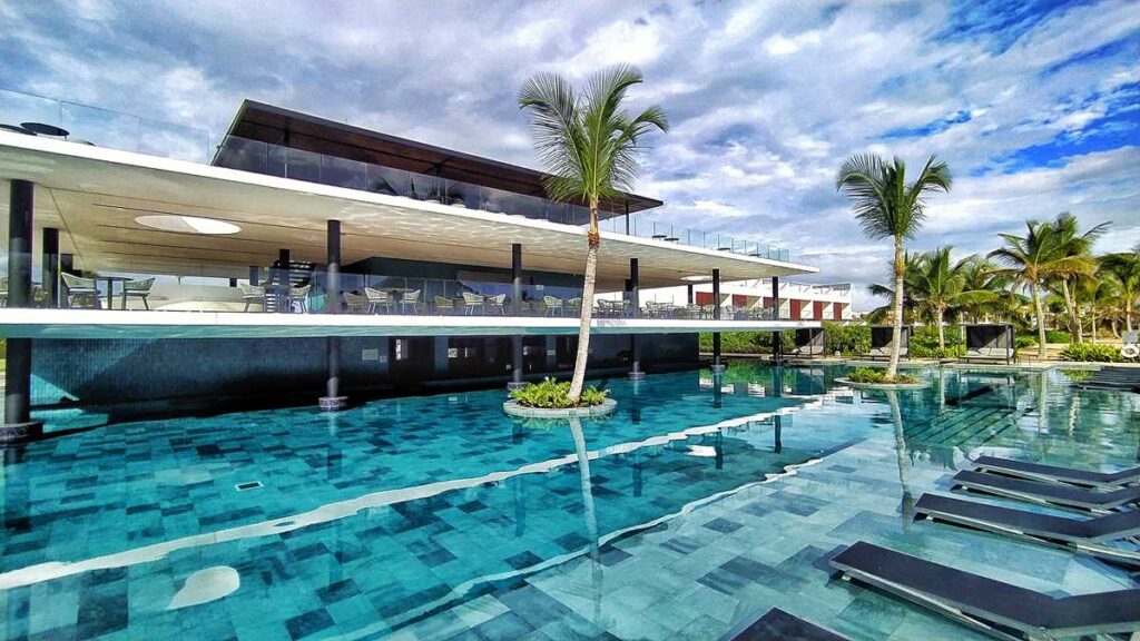 The vibrant pool bar ambiance at live aqua punta cana