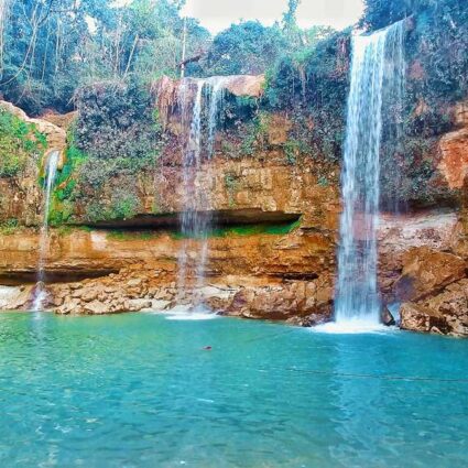 The waterfall Salto Alto de Bayaguana south of Los Haitises National Park