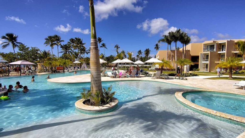 Pool area with sun loungers
