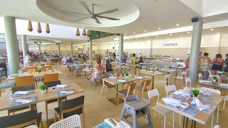 Buffet area with various food options