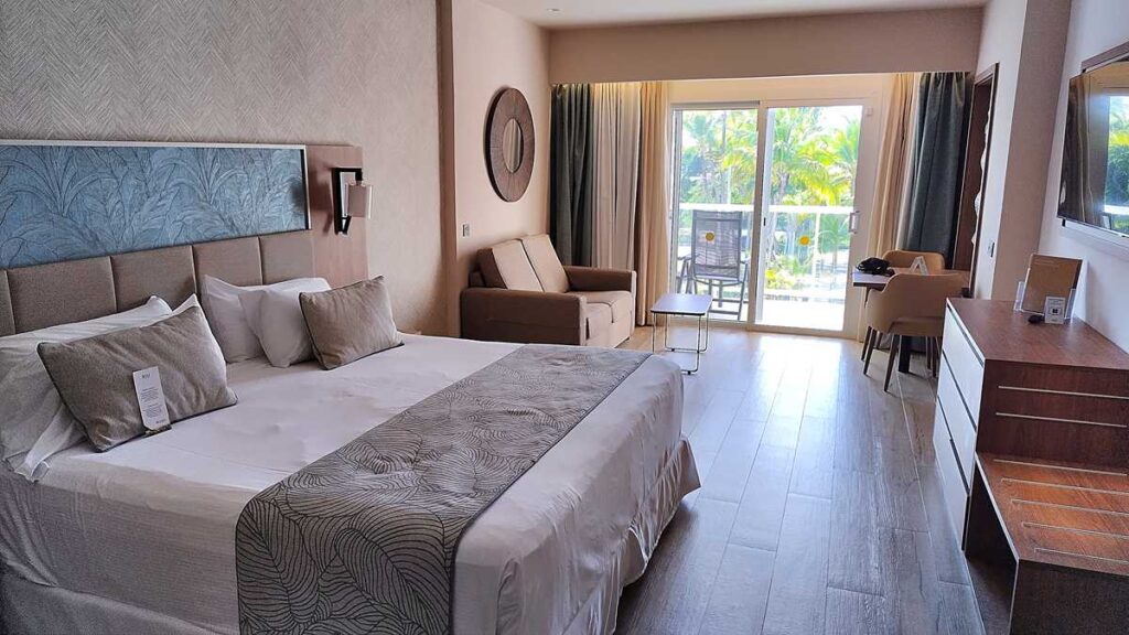The pacious guest room with balcony at Riu Palace Bavaro