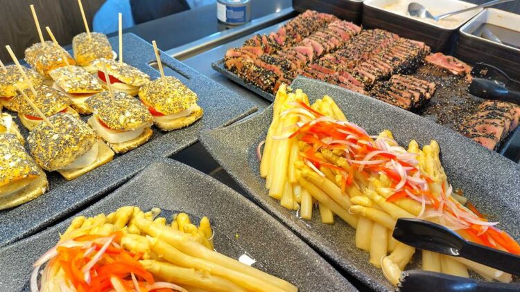 Buffet selection with salads and hot dishes at Riu Palace Bavaro
