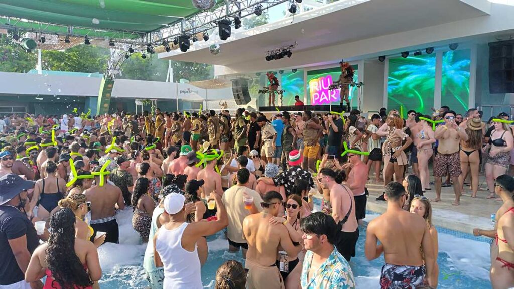 Colorful Riu Party with music and fun atmosphere