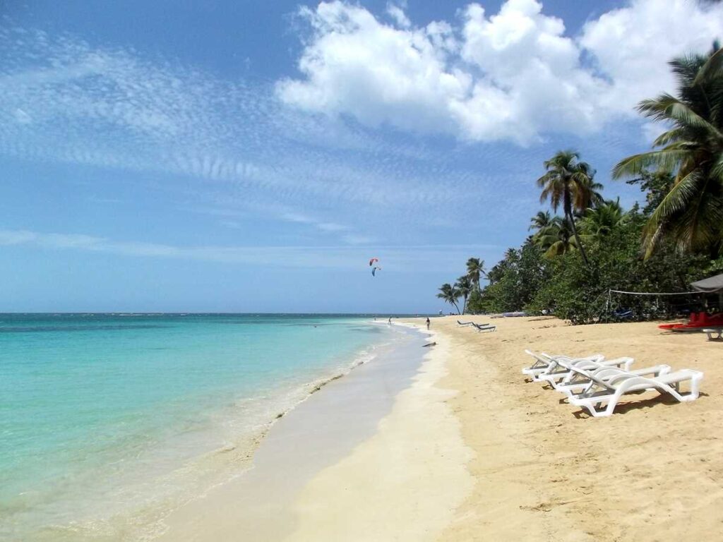 The beach of Playa Punta Popy in the center of Las Terrenas