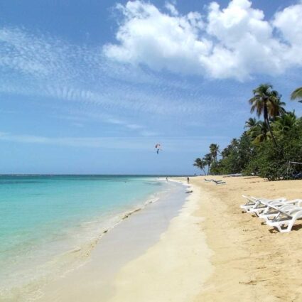 The beach of Playa Punta Popy in the center of Las Terrenas