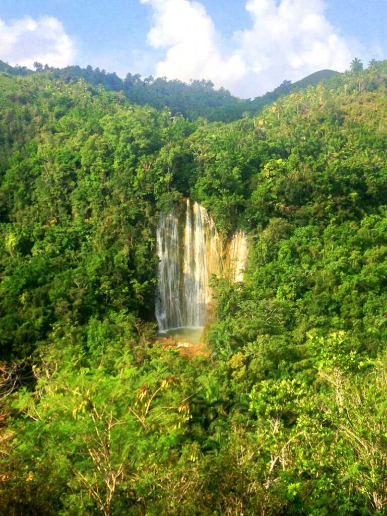 The waterfall of Salto El Limon, one of the most picturesque waterfalls in the Dominican Republic