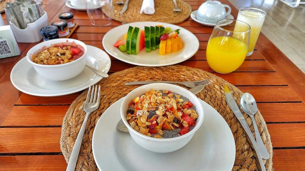 The healthy breakfast at Paradisus Grand Cana – fresh, colorful, and full of tropical flavor.