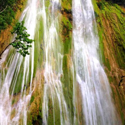 The waterfall of Salto El Limon, one of the most picturesque waterfalls in the Dominican Republic