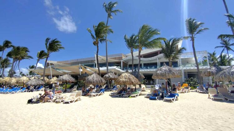 View of Las Olas Beach House at Bahia Principe with the beach and tropical surroundings