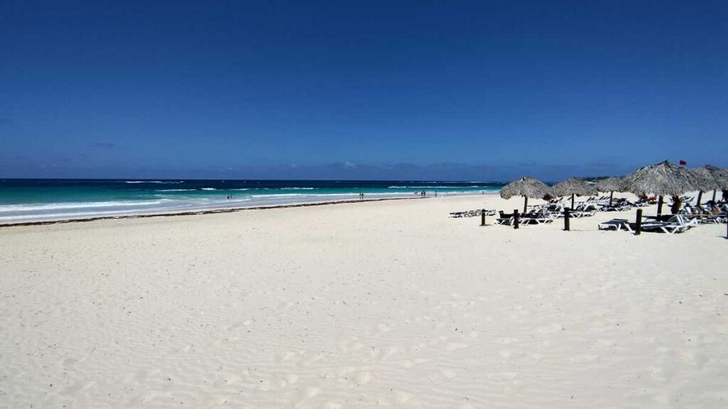 The beachfront at Hard Rock Resort with soft sand and tropical surroundings