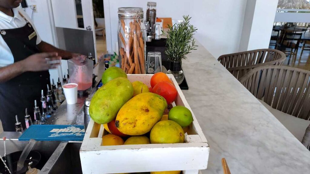 Fresh tropical fruits for smoothies at Melia Punta Cana Beach Resort.