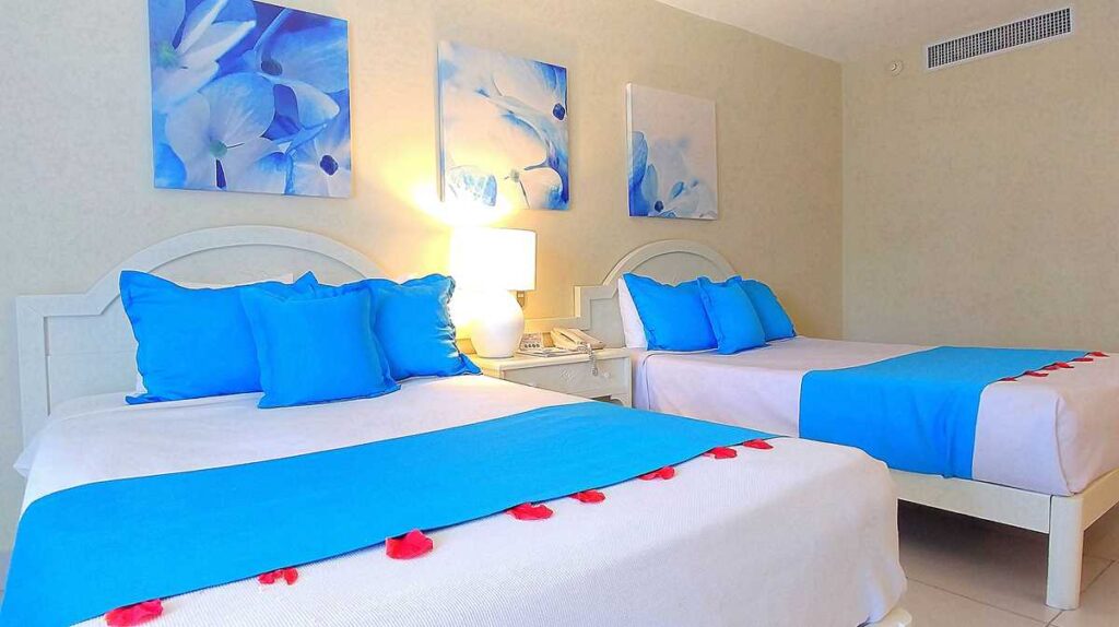 Colorful Double Room at Vista Sol, one of the many all-inclusive resorts in Punta Cana