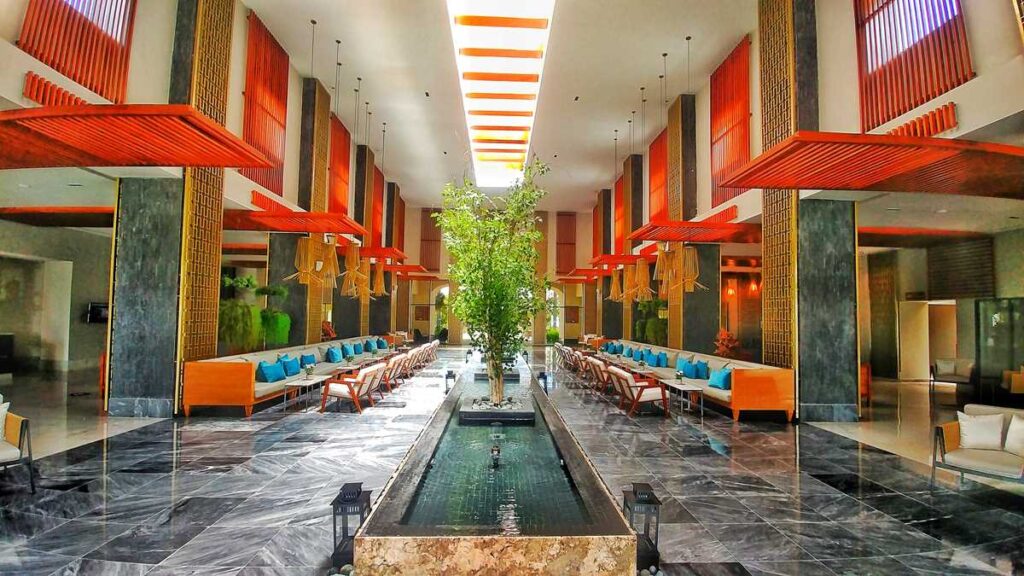 The lobby of adults-only all-inclusive resort Secrets Royal Beach