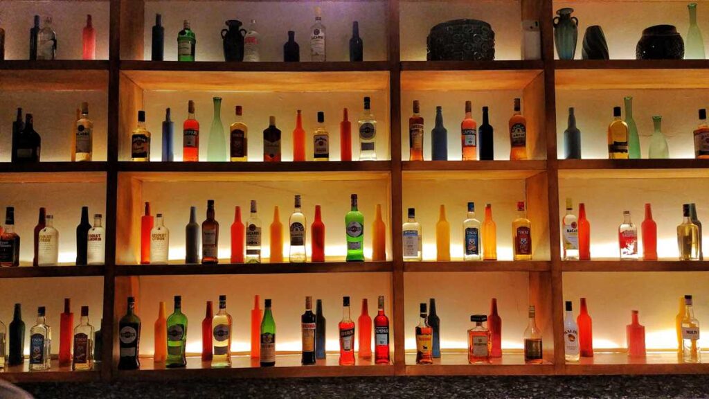 The bar selection with premium liqouors and alcohol at Secrets Royal Beach