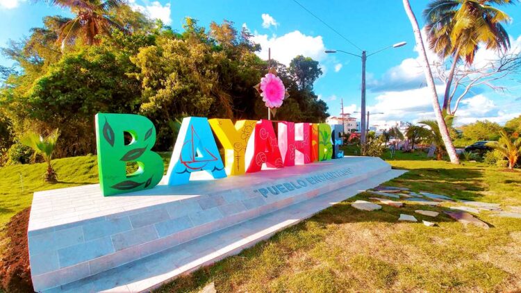 The welcome sign of Bayahibe in the Dominican Republic