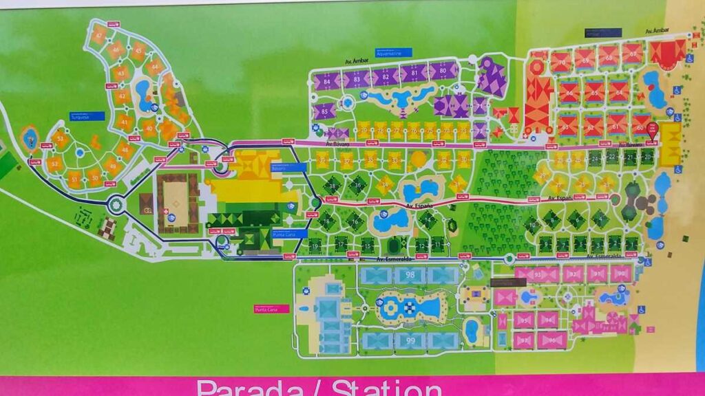 The map of all the Bahia Resorts in Punta Cana