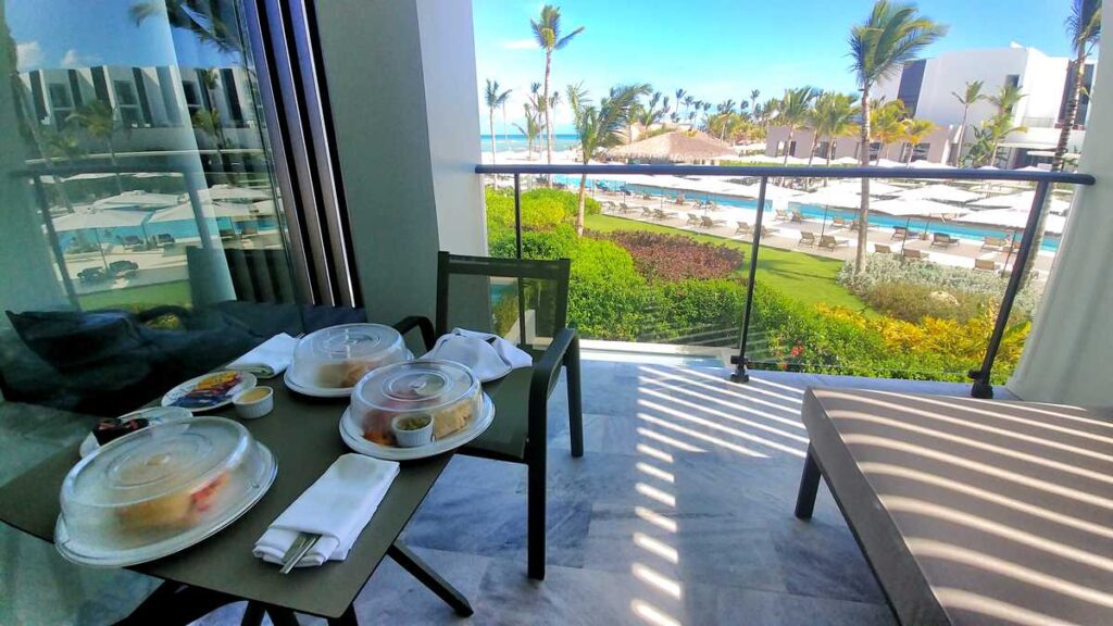 Room service and junior suite view at Finest Punta Cana