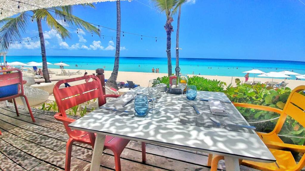 The wonderful Tapas oceanfront restaurant at Catalonia Bayahibe with view of Dominicus Beach
