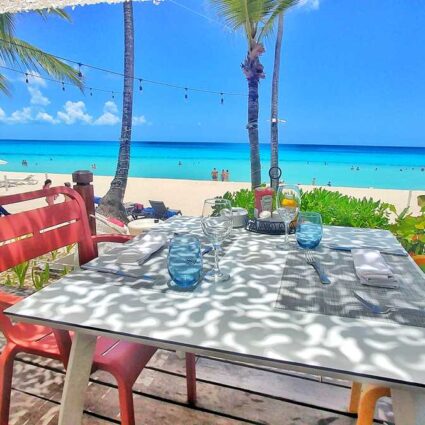 The wonderful Tapas oceanfront restaurant at Catalonia Bayahibe with view of Dominicus Beach