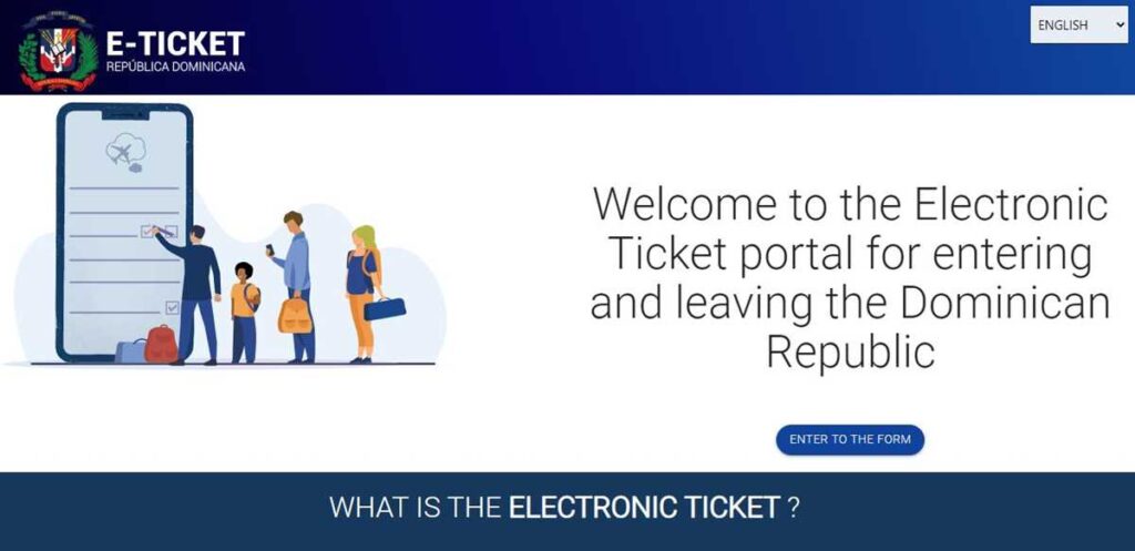 The Dominican Republic e-ticket portal with its online immigration form